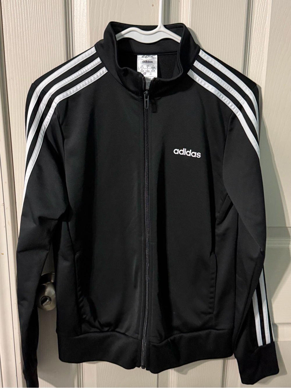 adidas Black Track Jacket with White Stripes